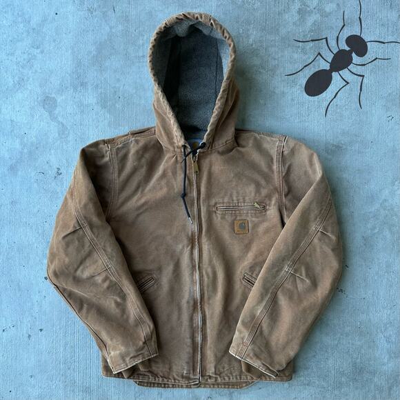 Vintage Y2K J141 BRN brown Carhartt Sherpa lined Sierra work wear jacket